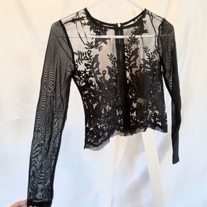 LF Black lace/mesh cropped top